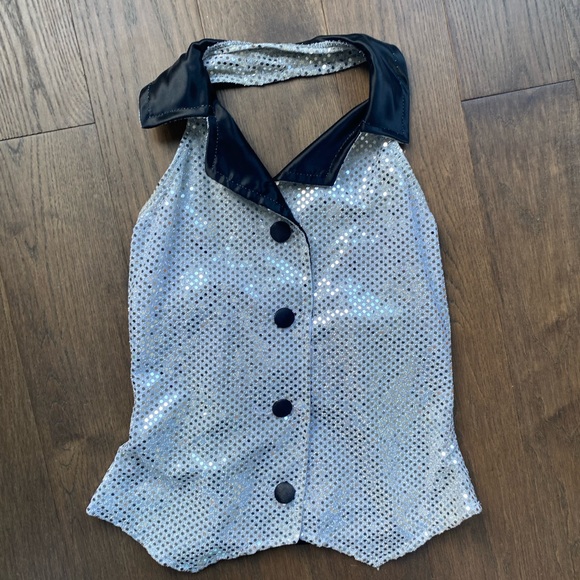 Halloween / Dance Costume. Silver sparkle halter vest. - Picture 1 of 6